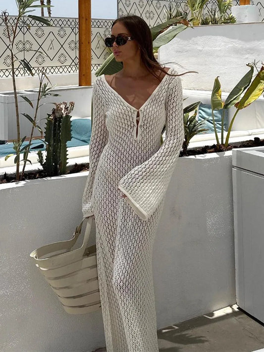 Long Knit Sleeve Bikini cover up